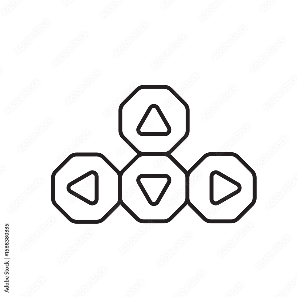 Fototapete keyboard button arrow icon, buttons keyboard symbol outline icon transparent background