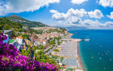 Landscape with Vietri sul Mare village at famous Amalfi Coast, Italy