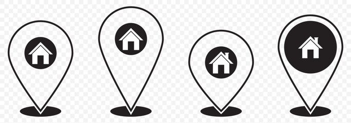 Map pin icon. location pin place marker. Location icon. Map marker pointer icon set, Editable Victor illustration on Transparent Background. EPS 10.