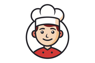 Culinary Craftsman: A meticulously designed chef's illustration, embodying culinary expertise and warmth. With a beaming smile and a pristine chef's hat. A testament to skill and hospitality.