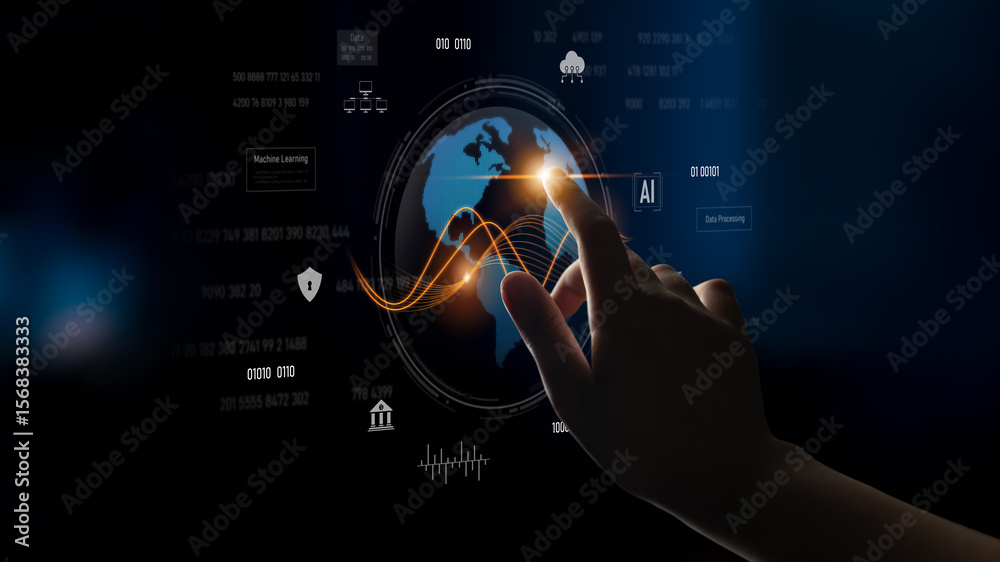 Poster global ai and data processing system enhances data, ai, and processing efficiency through digital ne