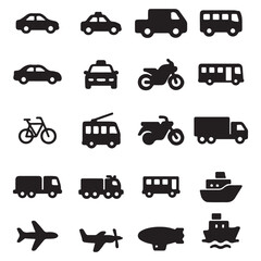 Fototapeta premium Silhouette Icons of Classic and Modern Vehicles Collection