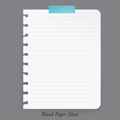 Realistic blank paper sheet on gray background