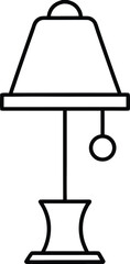 Lamp icon in modern design with minimalist curved structure and base element line art