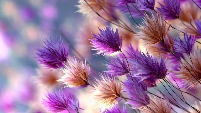 dreamy wildflower field in sunset light and gentle wind blow