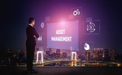 Asset management system showing investment planning, financial goal tracking, ROI analysis, and...