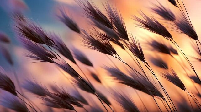 dreamy wildflower field in sunset light and gentle wind blow