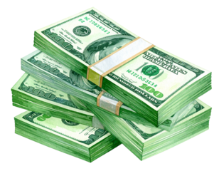 Dollar bill stack PNG transparent background