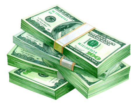 Dollar bill stack PNG transparent background  - Powered by Adobe