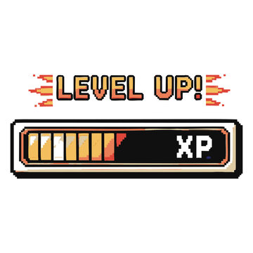 Pixel Art Level Up: Game Progress Bar Graphics