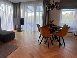 modern luxury dining room interior, 3d render
