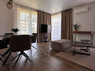 modern luxury dining room interior, 3d render
