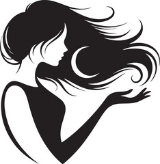 Minimalist Woman Profile Flowing Hair