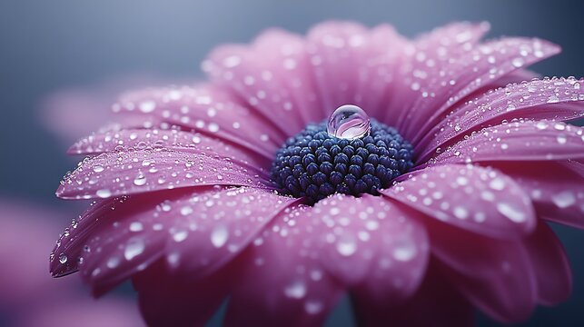 Raindrops glistening atop vibrant purple petals photos - Powered by Adobe
