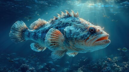 Underwater Scene with Large Fish