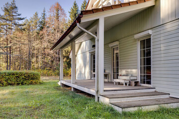 cozy terrace and villa exterior, 3d render
