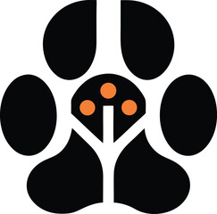 Paw Print Harmony: An elegant and artistic rendition of a paw print and tree, evoking a sense of unity between nature and animal well-being.