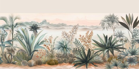 Serene desert botanical illustration