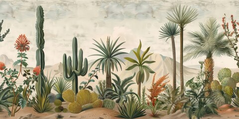 Serene desert botanical illustration
