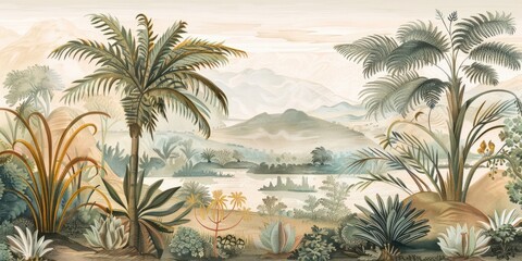 Serene desert botanical illustration