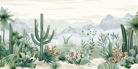 Serene desert botanical illustration
