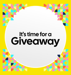 Social Media Templates Announcement Giveaway Winners. Festive background with cheerful colorful geometric art for announcement of prize winners