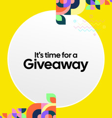 Social Media Templates Announcement Giveaway Winners. Festive background with cheerful colorful geometric art for announcement of prize winners