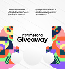 Design Announcement of Giveaway Prize Winners. Social media background with creative geometric art. Vector Illustration