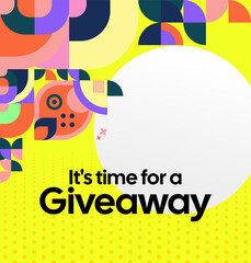 Design Announcement of Giveaway Prize Winners. Social media background with creative geometric art. Vector Illustration