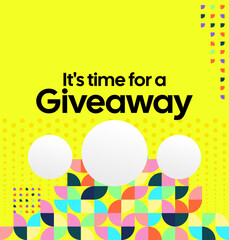 Design Announcement of Giveaway Prize Winners. Social media background with creative geometric art. Vector Illustration