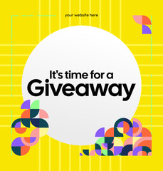 Design Announcement of Giveaway Prize Winners. Social media background with creative geometric art. Vector Illustration
