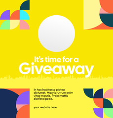 Design Announcement of Giveaway Prize Winners. Social media background with creative geometric art. Vector Illustration