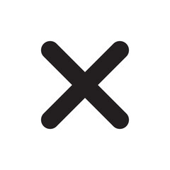 Obraz premium Bold black cancel icon. Black x icon. Rounded cross symbol vector flat design.