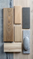 Natural material samples wood stone and marble for interior design inspiration