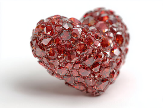 Heart shaped ruby encrusted object gemstone jewel