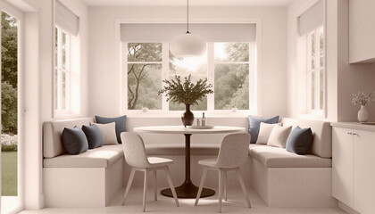 Serene Minimalist Dining Nook with Nature View