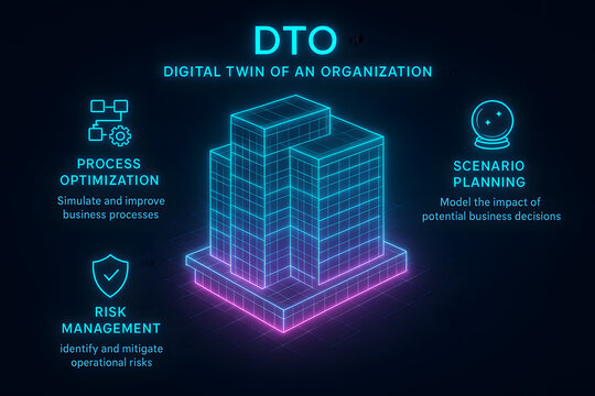 Futuristic DTO Infographic for Technology Presentations, Industry Insights, and Innovation Overviews