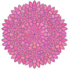 Asian colorful floral mandala. Vector ethnic circular ornament. Stylish design in pastel shades