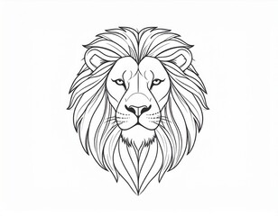 Majestic Lion Head Line Art Illustration