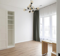 Modern luxury apartment interior in minimal scandinavian style, 3d rendering