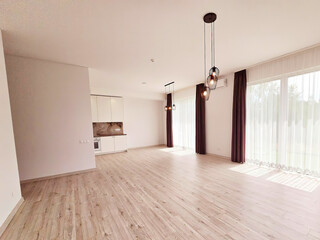 Modern luxury apartment interior in minimal scandinavian style, 3d rendering