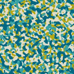 Digital abstract backdrop featuring a camo pattern in warm yellow and cool green-blue hues, perfect for wall art, mobile covers, banners, marketing visuals, and fashion backgrounds