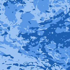 Abstract background in flowing blue camo design, ideal for wallpaper, fishing camouflage products, digital ads, stylish textile pattern, and desktop or curtain creative content
