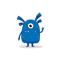 Cute cartoon monster on white background. Happy Alien. Funny monster in flat style. Vector illustration.
