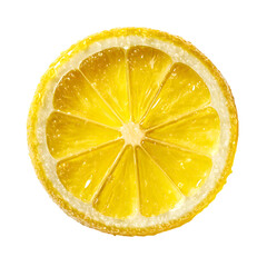 A lemon slice is isolated on transparent background