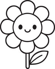 Cute Smiling Flower Characters for Coloring and Craft Projects