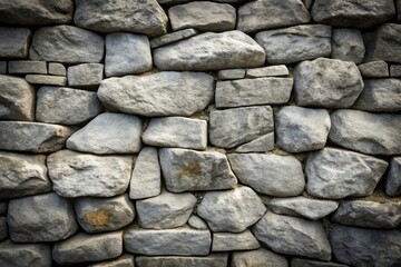 Aged Stone Wall Close-Up: Rugged Texture, Gray Masonry, Historic Architecture