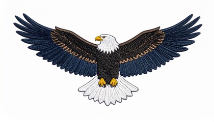 Obraz premium Majestic Bald Eagle in Flight Against White Background