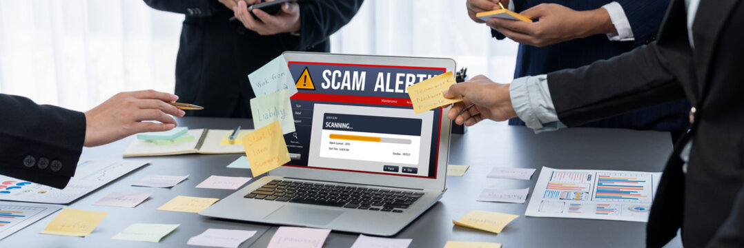 Cyber security software show alert of cyber attack for protection brisk. Danger from virus, phishing and cyber fraud.