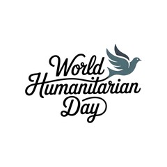 Elegant script world humanitarian day dove peace image